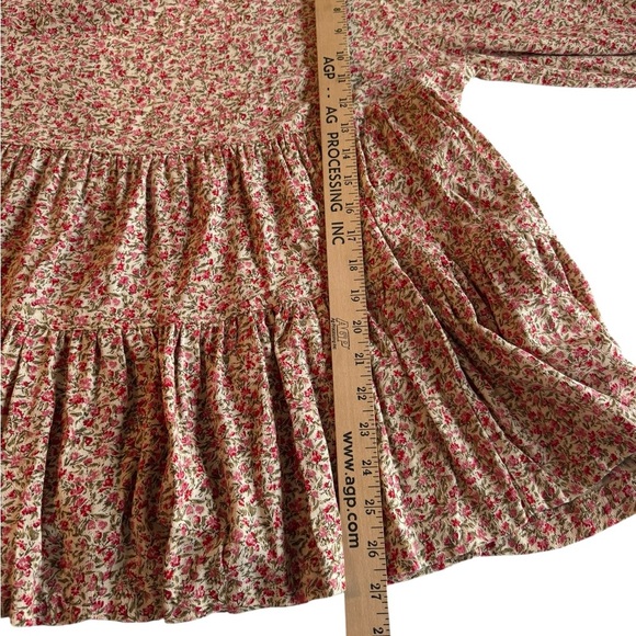 American Eagle Floral Peplum Blouse L Boho Cottagecore Open Back Top G8 - Picture 6 of 10